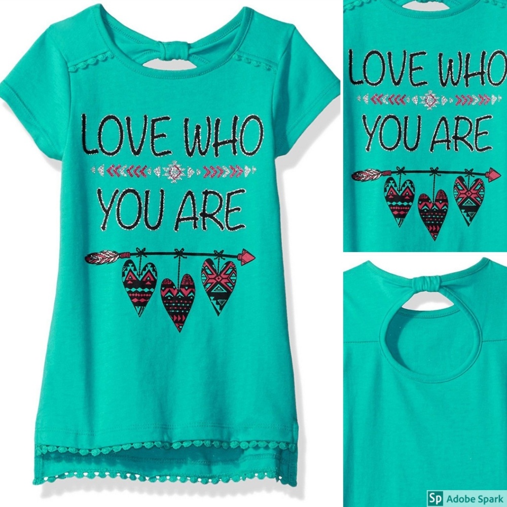 Dreamstare Girls 3T Teal Graphic Short Sleeve Tee T-shirt Spring Top